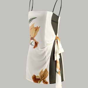 Commense - Floral Print Side-Tie Cami Dress